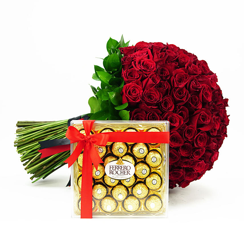 Online 150 Red Roses Posy N Ferrero Rocher Gift Delivery In Qatar FNP