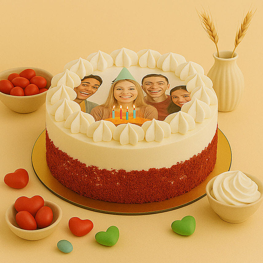 Red Velvet Photo Cake For Birthday