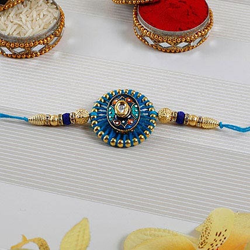 Online Embellished Blue Rakhi T Delivery In Uae Fnp