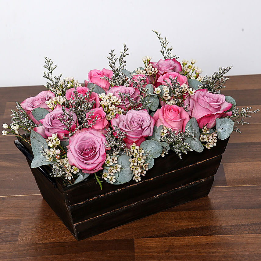 Online Purple and Pink Roses Basket Gift Delivery in UAE - FNP