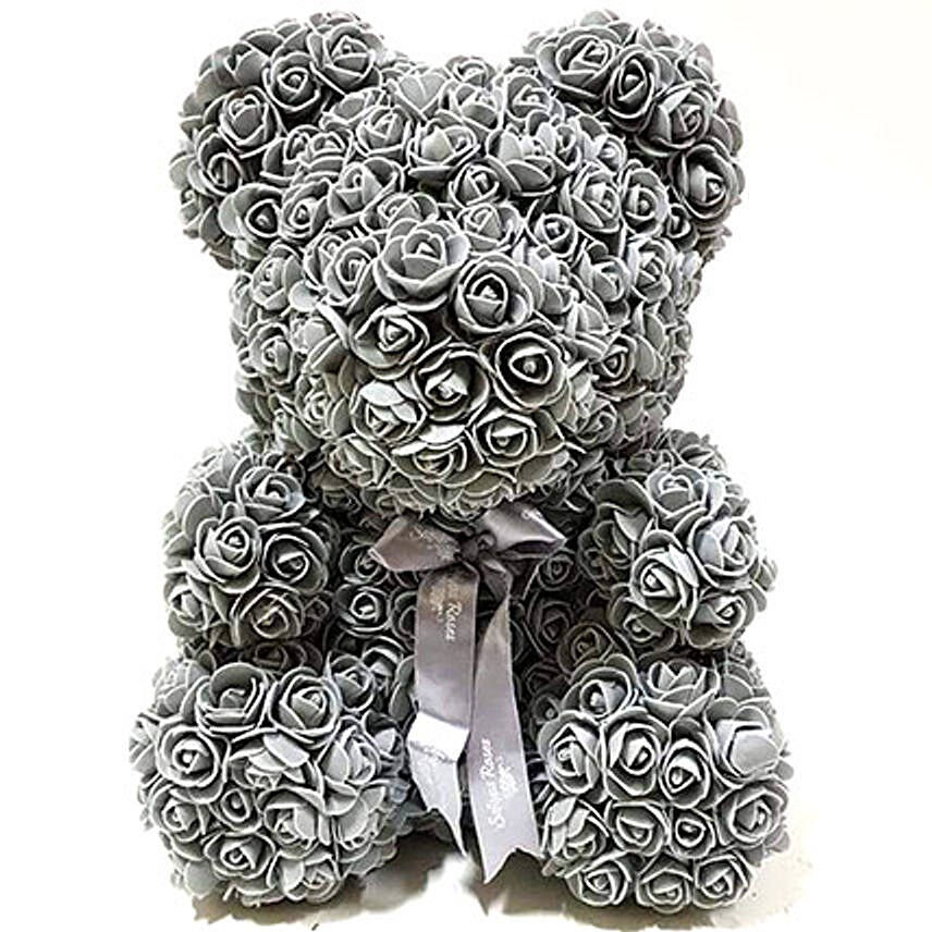 grey rose teddy bear