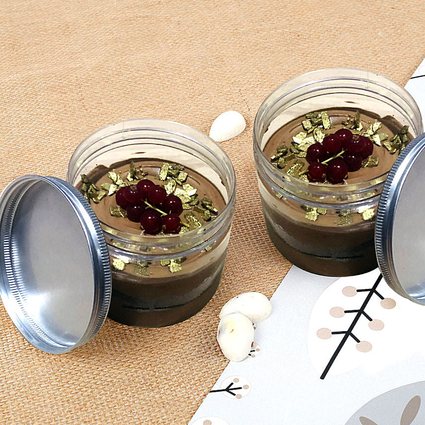 Online Tempting Dark Chocolate Mousse Cake In Jar Gift Delivery in UAE