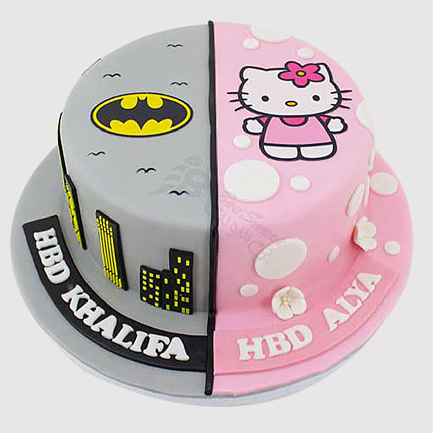 Online Hello Kitty And Batman Theme Chocolate Cake Gift Delivery In Uae Ferns N Petals