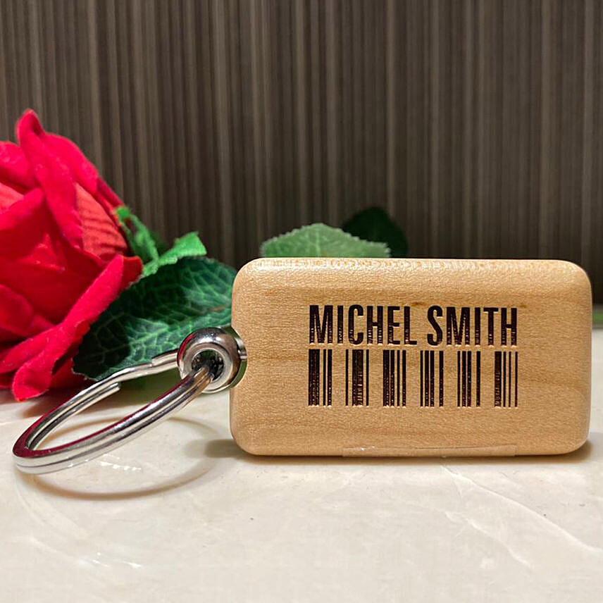 Online Wooden Keychain Personalised With Name Gift Delivery in UAE FNP