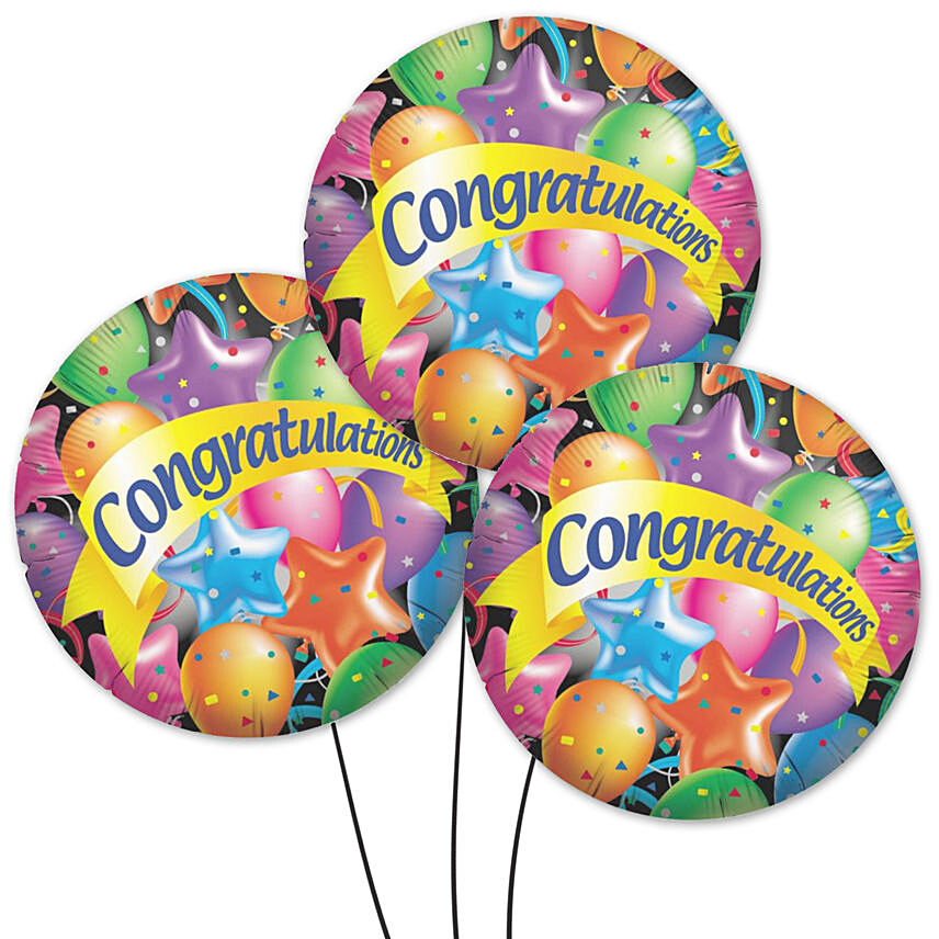 Online Congratulations Foil Balloons 3 Gift Delivery in UAE - FNP