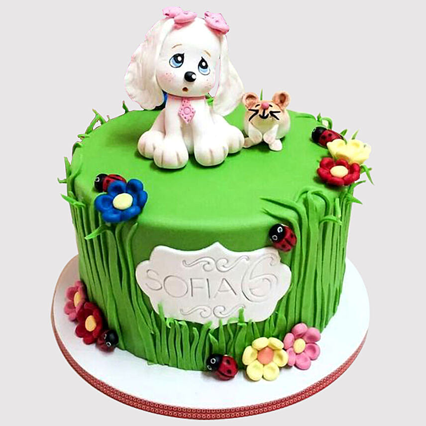 dog decorated cake