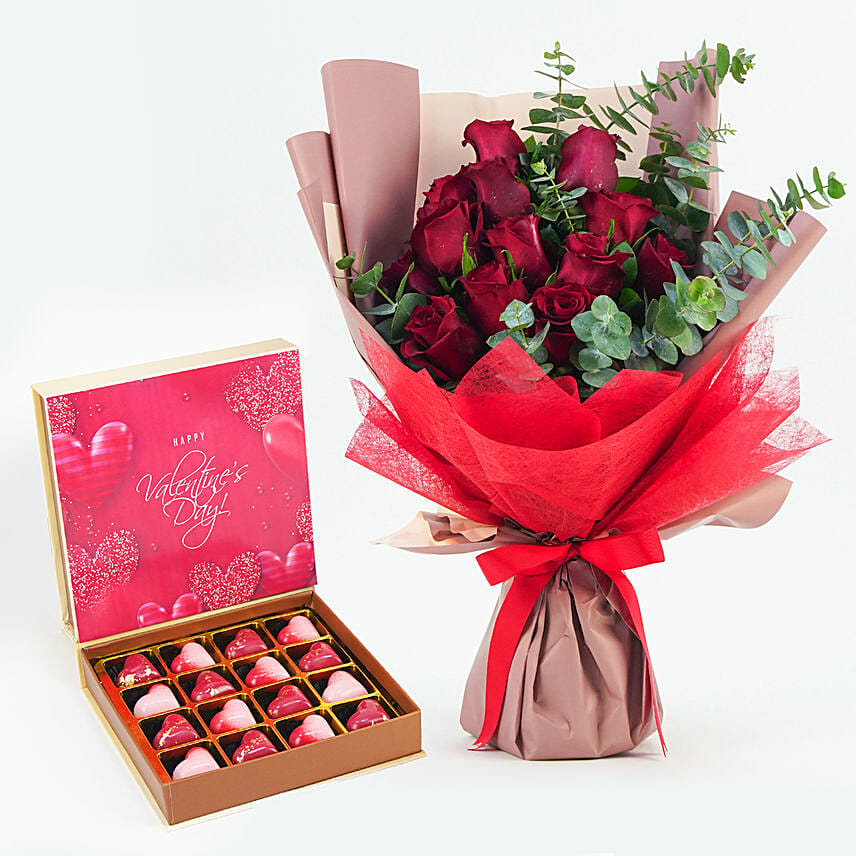 Online 13 Roses Bouquet With Chocolates Gift Delivery in UAE - FNP