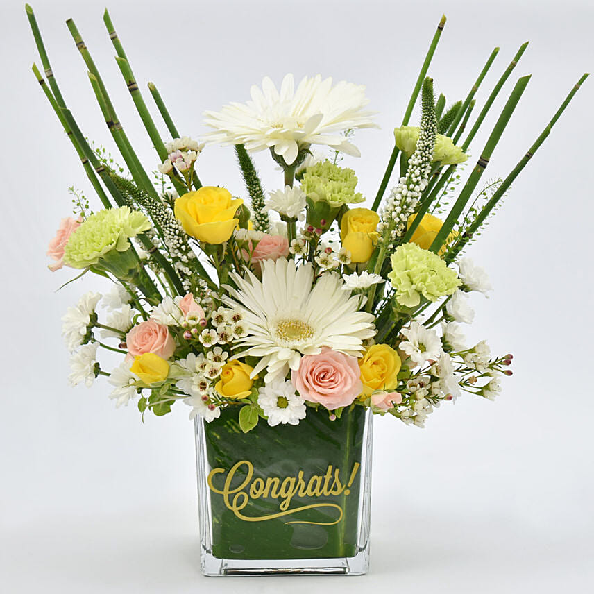 Online Congratulations Flower Arrangement Gift Delivery in UAE FNP