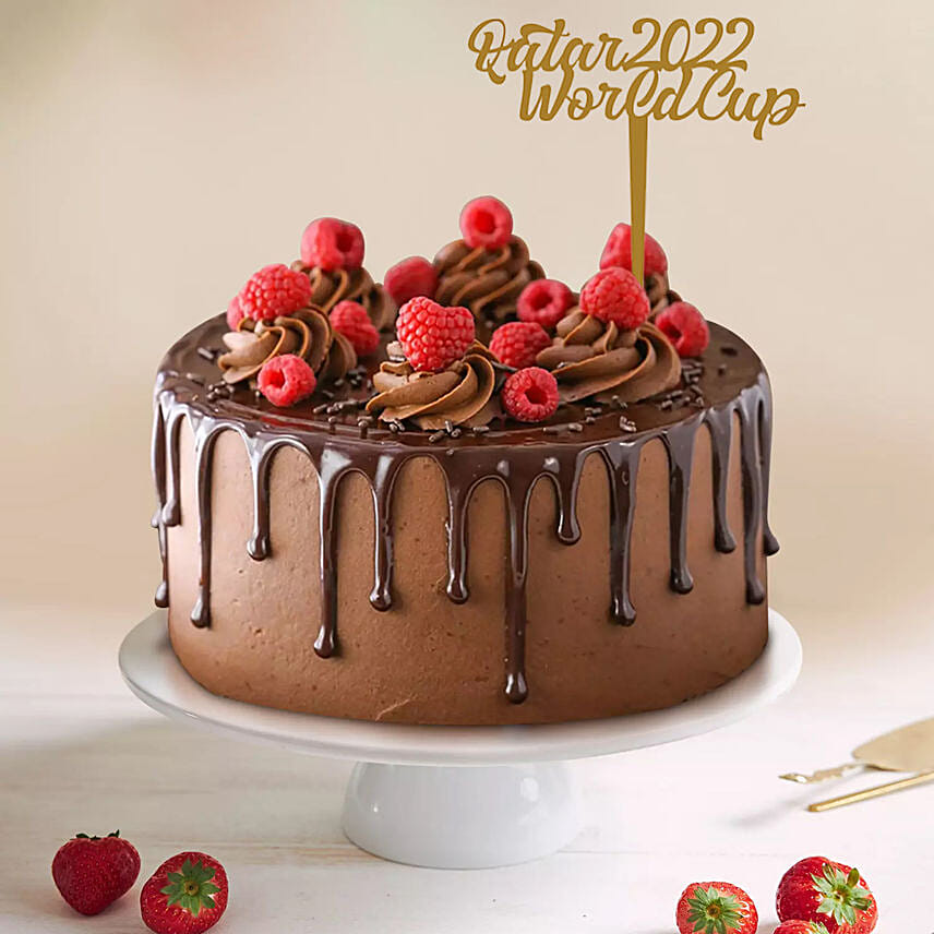 Online Qatar 2022 FWC Dripping Chocolate Cake Half Kg Gift Delivery in