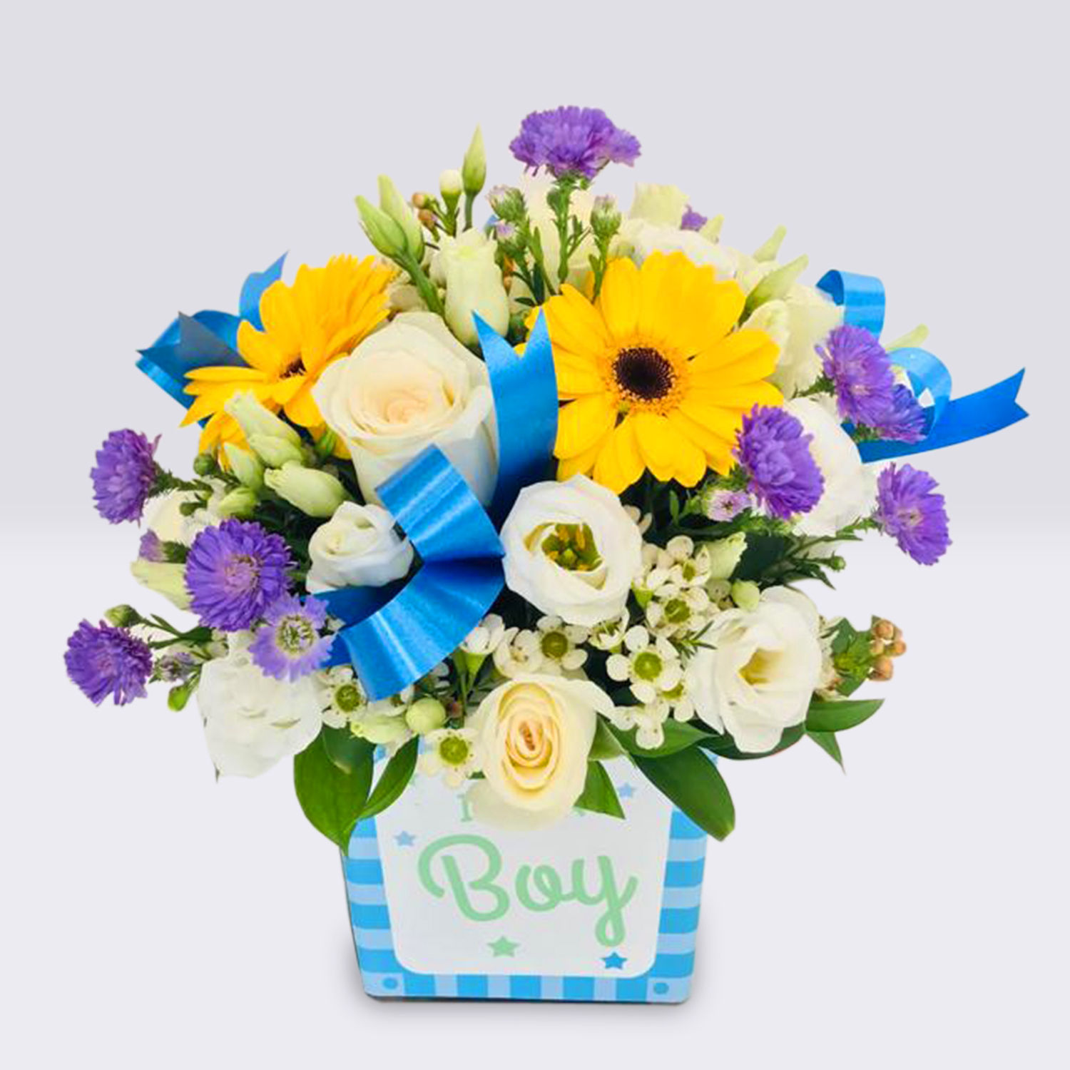 Online Its A Boy Mix Flowers Vase Gift Delivery in Qatar FNP