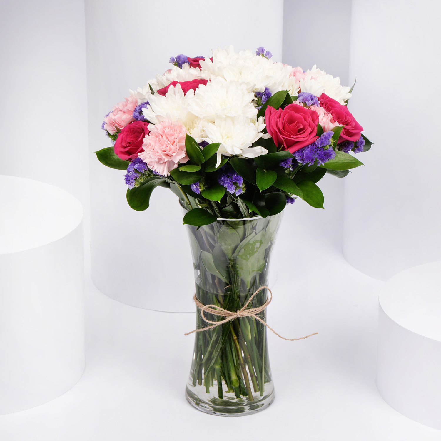 Online White and Pink Flower Vase Gift Delivery in UAE Ferns N Petals